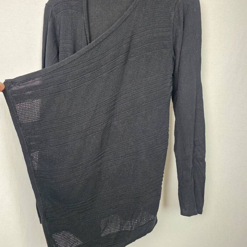 AB Studio Black Open Front Cardigan Sweater Large - Picture 6 of 8